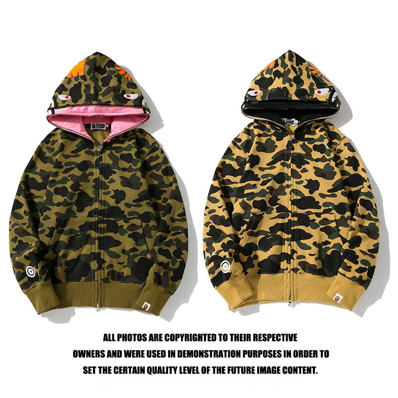Ape Hoodie Shark Under the Stars Hooded Cardigan Zip Double Hat Camo Sweater Jacket