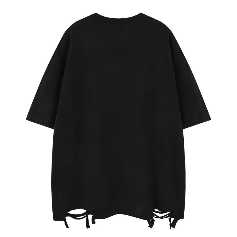 US drip outfits summer vintage figure pattern print casual loose short sleeve T-Shirts