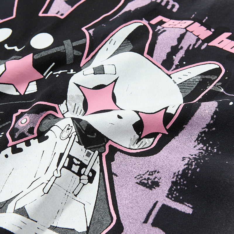 Nyc T Shirt Rabbit Print Crew Neck Short Sleeve T-Shirt