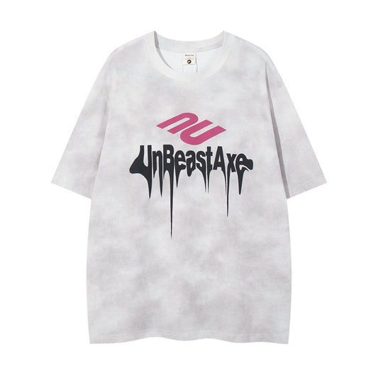 Y2K mens shirt crew neck art letter T-shirt