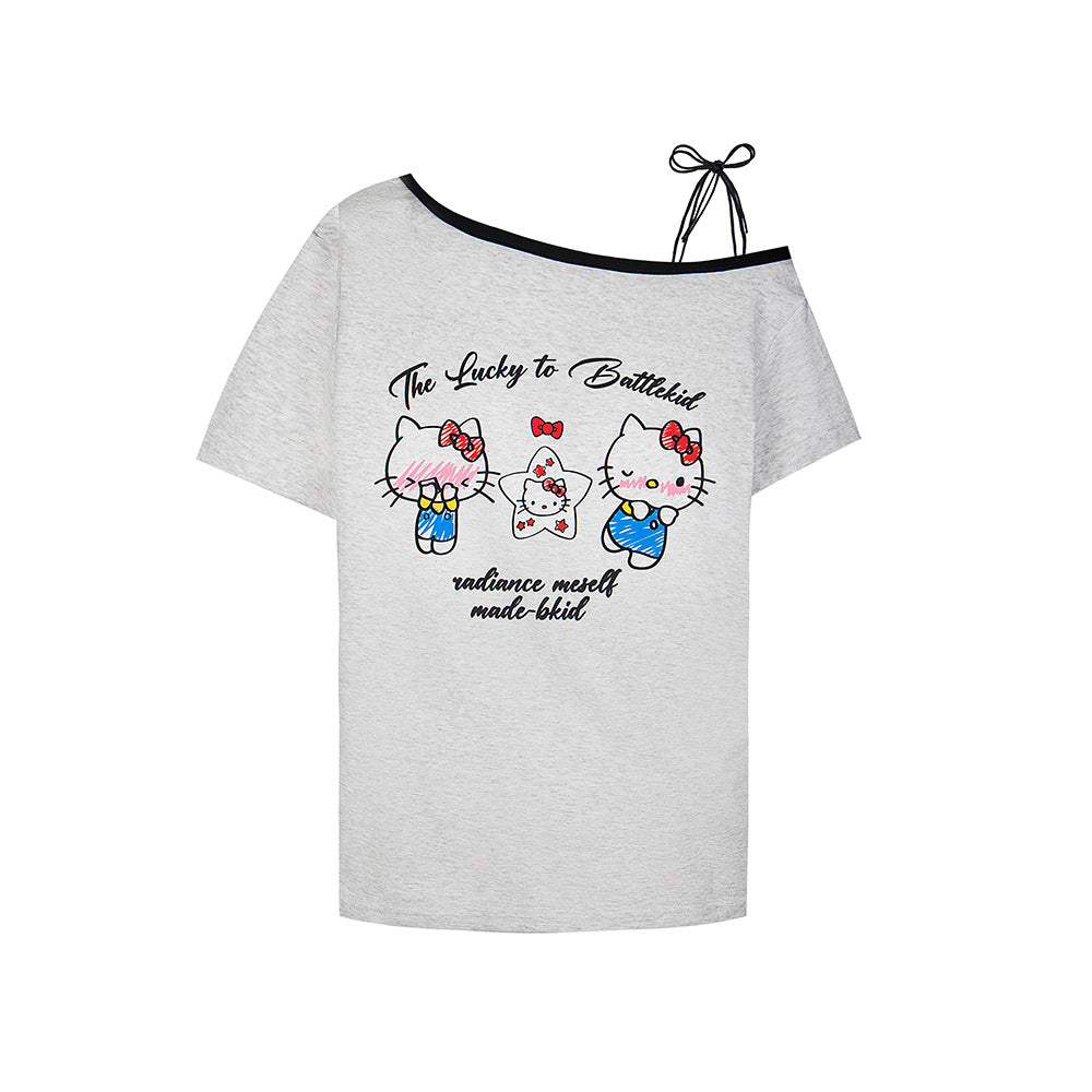 T shirt vintage usa vintage hello kitty short sleeve t-shirt summer loose casual top