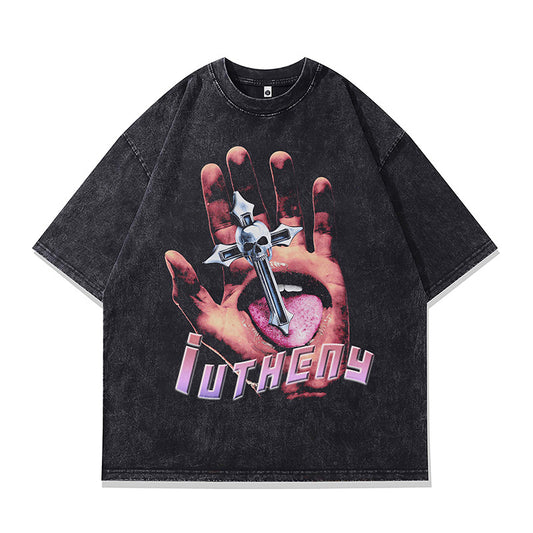 Ropa Vintage Hombre Skull Print Vintage Old Short Sleeve T-Shirt Casual Top