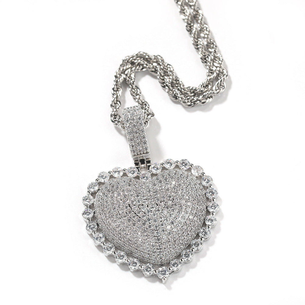 Jewelry Love Copper Zircon Pendant Round Zirconium Pendant Necklace Spectrum St. Valentine's Royalty