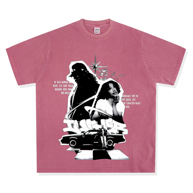 New york hip hop shop vintage hip hop SZA & KENDRICK print short sleeve t-shirt