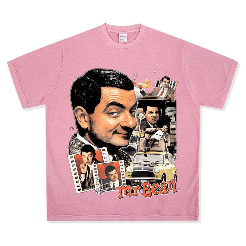 Streetwear masculino comedian bean atkinson print short sleeve t-shirt