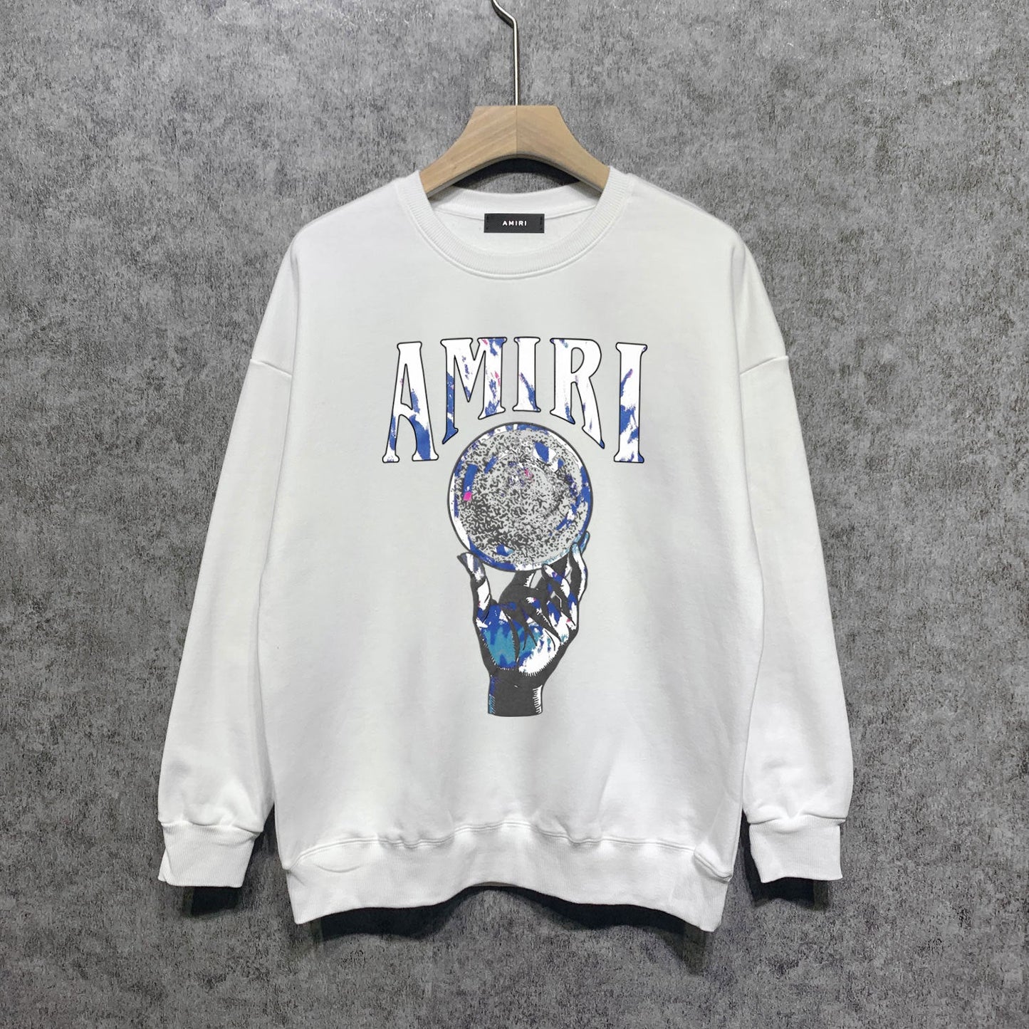 Amiri Long-Sleeve Shirt Personality Printed Crew Neck Sweatshirt