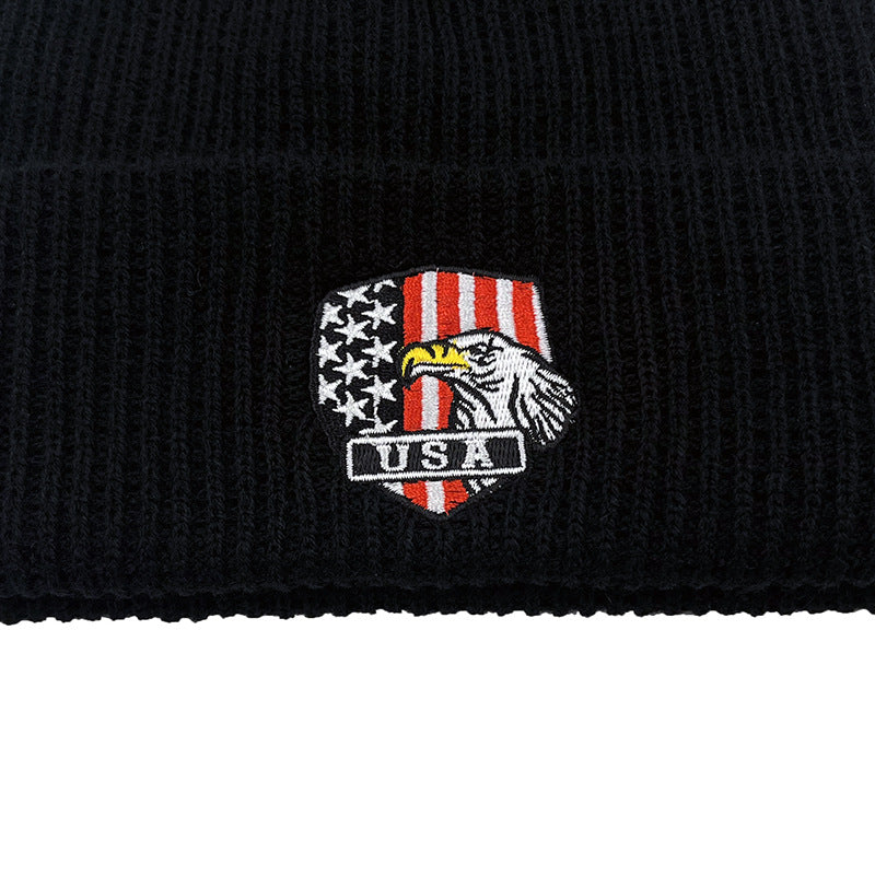 Vintage Usa Cap Eagle Embroidery Men's and Women's Autumn and Winter Wool Cold Hat