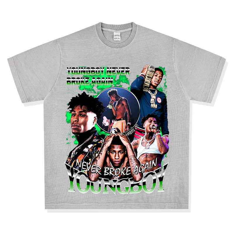 Streetwear Masculino Retro Hip Hop Young Boy Print Short Sleeve T-Shirt