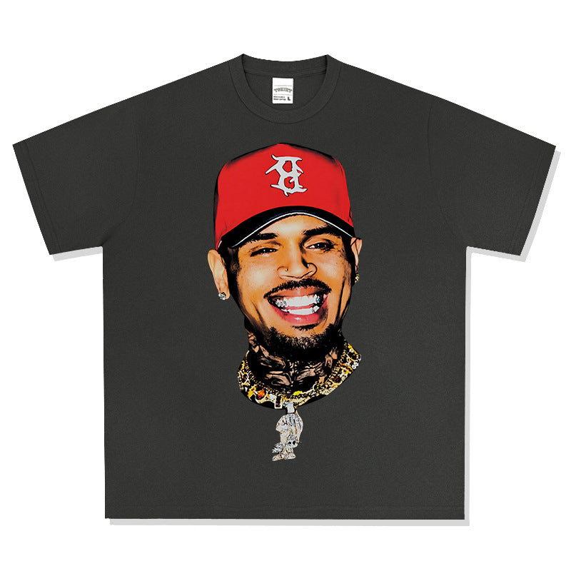 New york hip hop shop vintage chris crown print short sleeve t-shirt