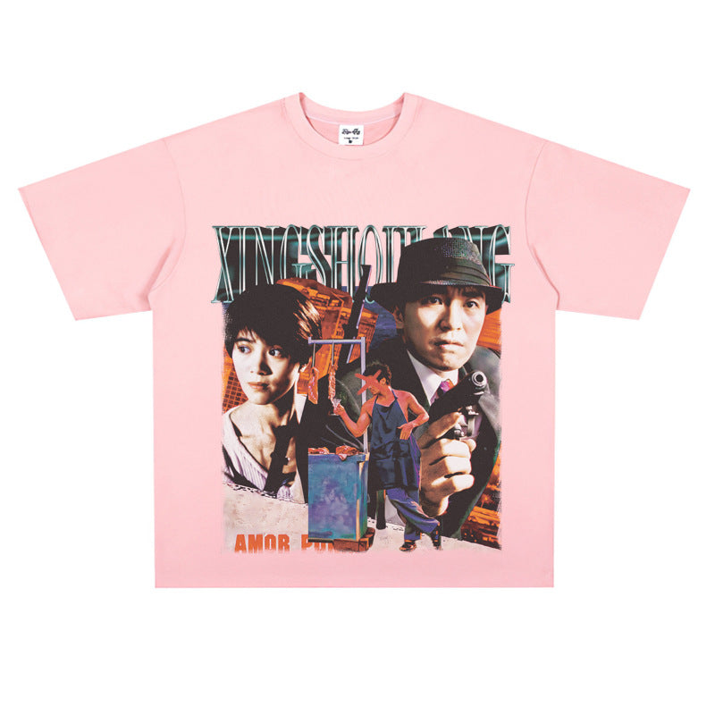 Film Star T Shirt Ace Agent Movie Short Sleeve Loose Retro American Print T-shirt