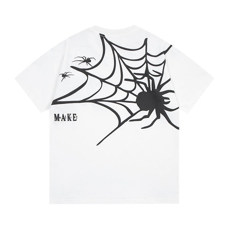 Vintage Tišö Rt Vintage Hair Spider Bubble Print Sleeve Spider Loose T-Shirt
