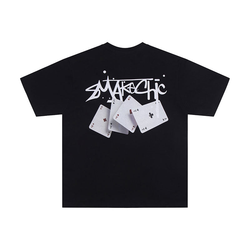 Marcas De Streetwear Poker Print Short Sleeve T-Shirt