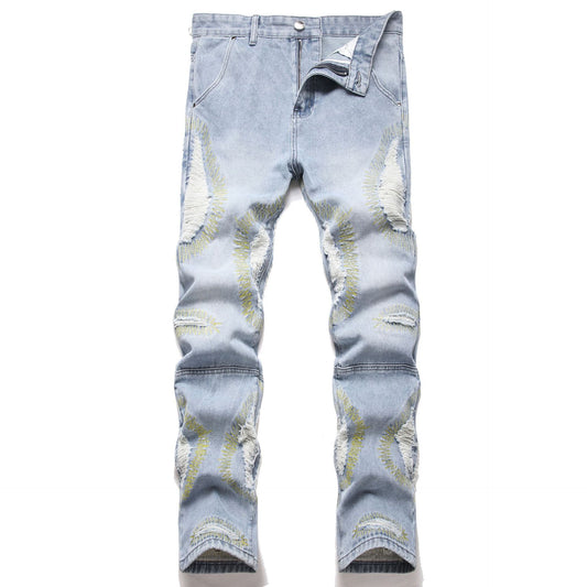 1990 Fashion Jeans Retro Ripped Jeans Straight Pants