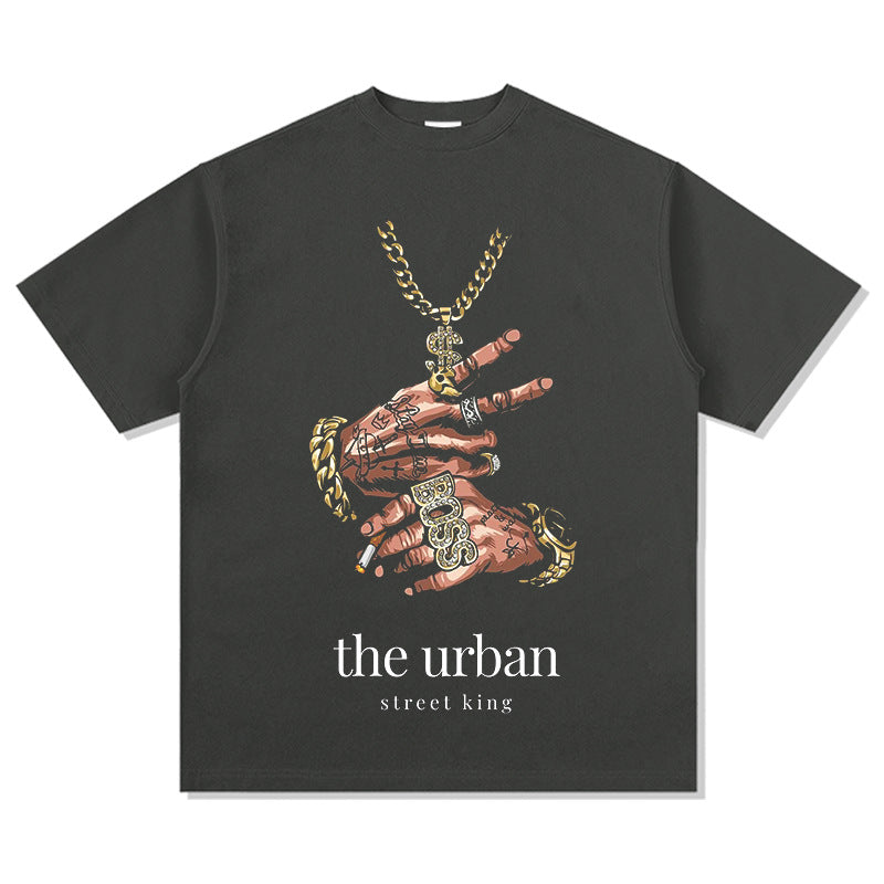 Streetwear masculino summer vintage short sleeve hip hop print t-shirt