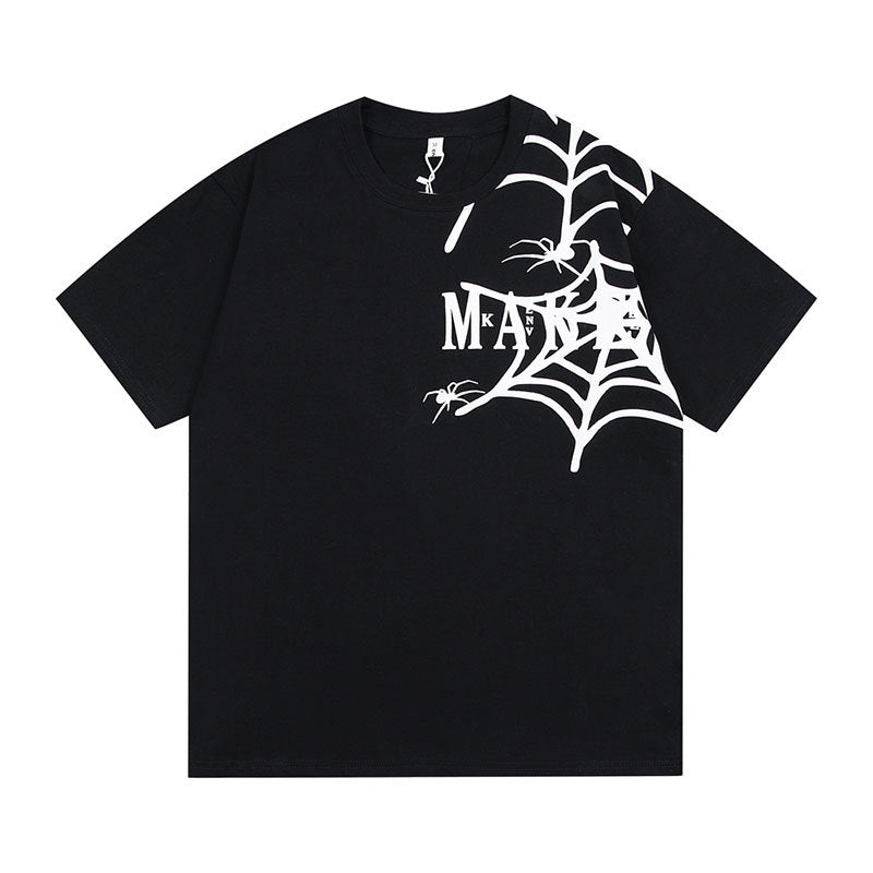 Vintage Tišö Rt Vintage Hair Spider Bubble Print Sleeve Spider Loose T-Shirt