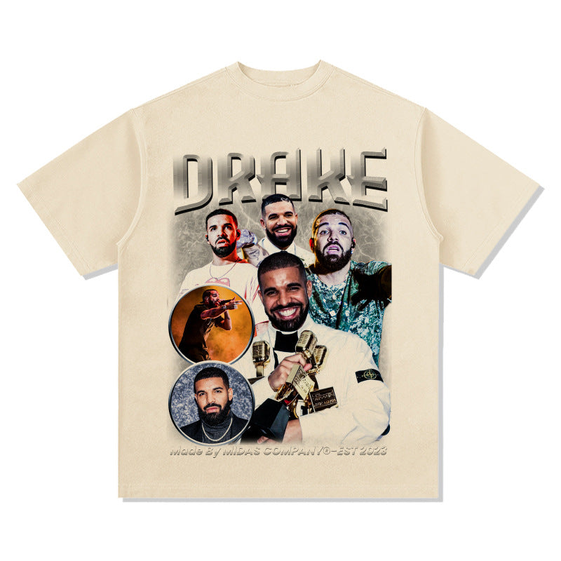 Cool t rapper vintage hip hop drake drake print short sleeve t-shirt