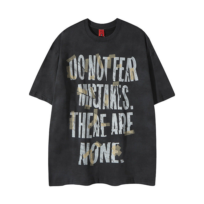 New York Hip Hop Style Vintage Alphabet Print Crew Neck Short Sleeve T-Shirt