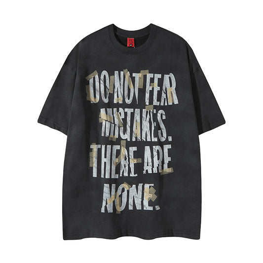 New York Hip Hop Style Vintage Alphabet Print Crew Neck Short Sleeve T-Shirt
