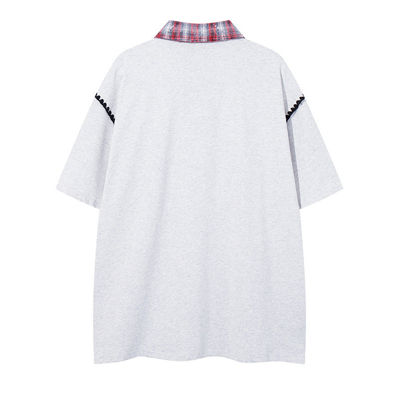 Camisetas streetwear Summer Vintage POLO Neck Casual Loose Short Sleeve T-Shirt
