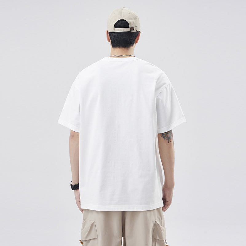 Men T-shirts Spring Summer Loose Print White Short Sleeves