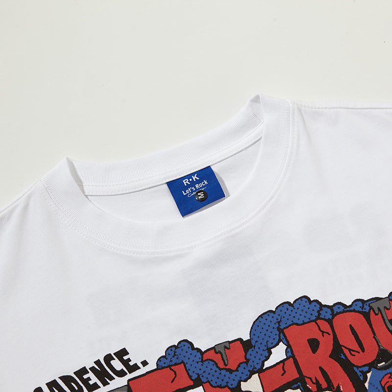 US drip outfits summer vintage cartoon pattern casual loose short sleeve T-Shirts