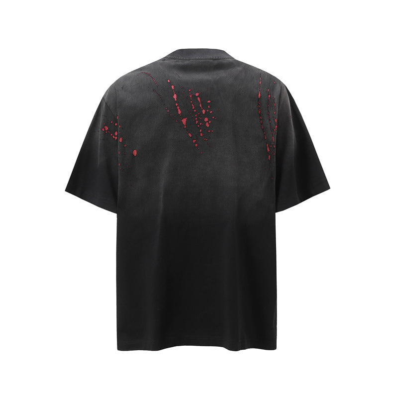 Camisas Retros Washed Hip Hop Tie-Dye Short Sleeve T-Shirt