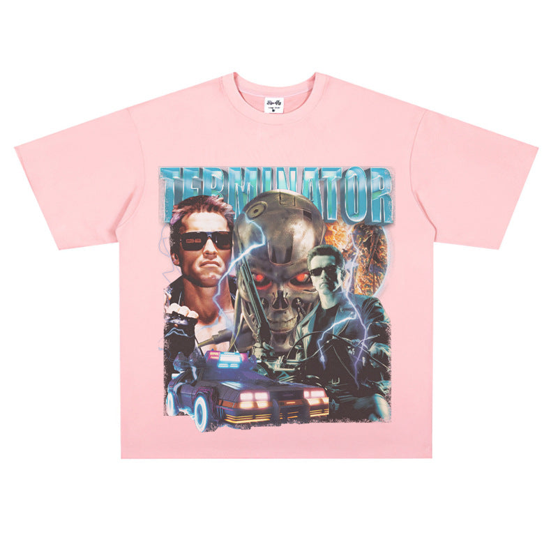 Film Star T Shirt Movie Terminator Poster Print Personalized Cotton Short Sleeve Loose round Neck T-shirt