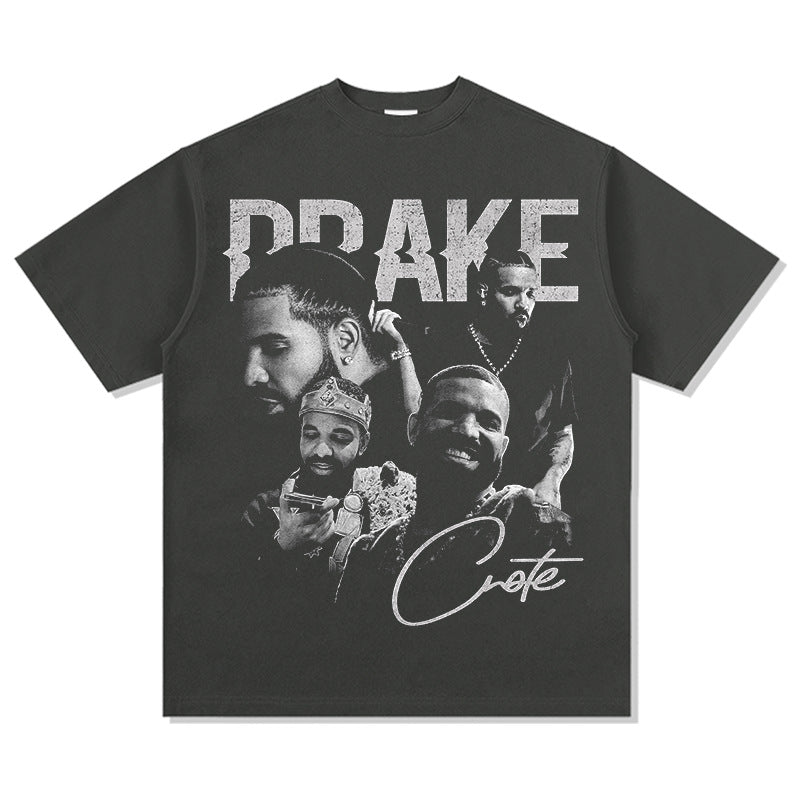 Cool t rapper Drake print hip hop crew neck hiphop short sleeve vintage t-shirt