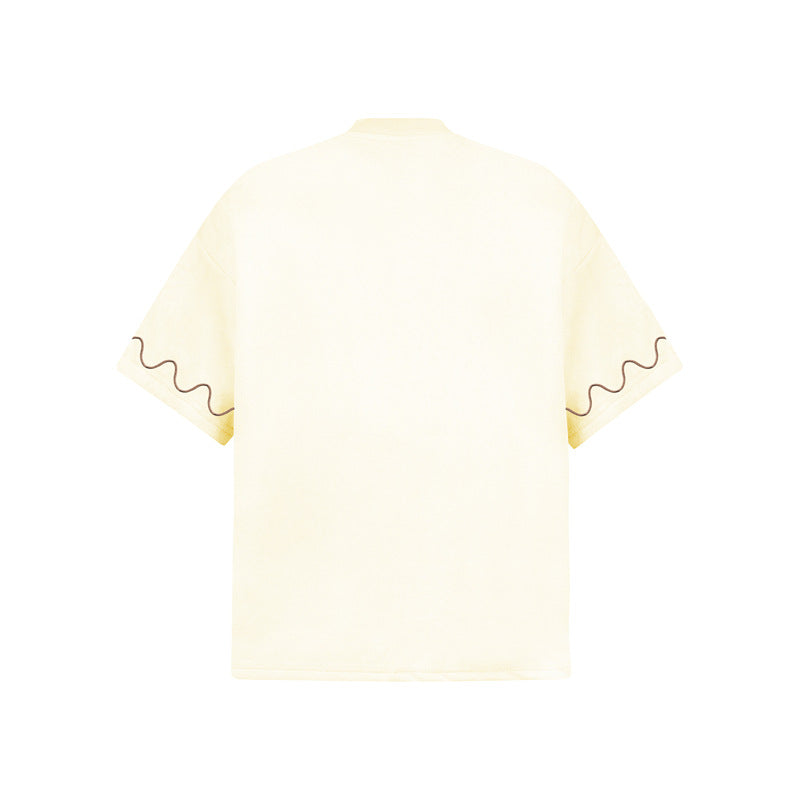 Camisas Retros Cloth Embroidered Short Sleeve T-Shirt Loose T-Shirt