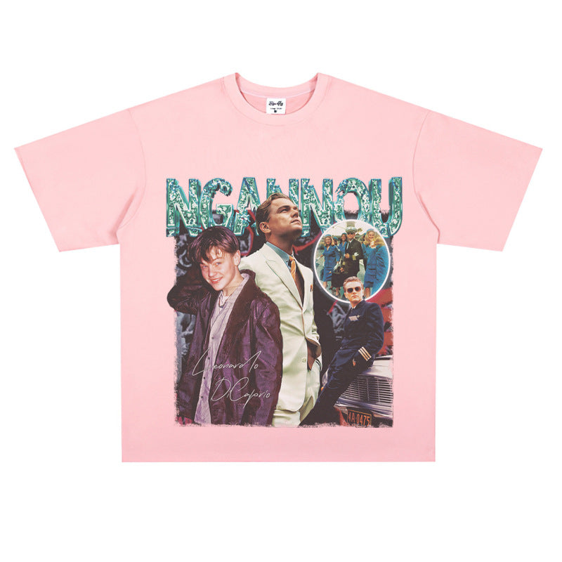 Film Star T Shirt Short Sleeve Loose Retro American Design T-shirt Men