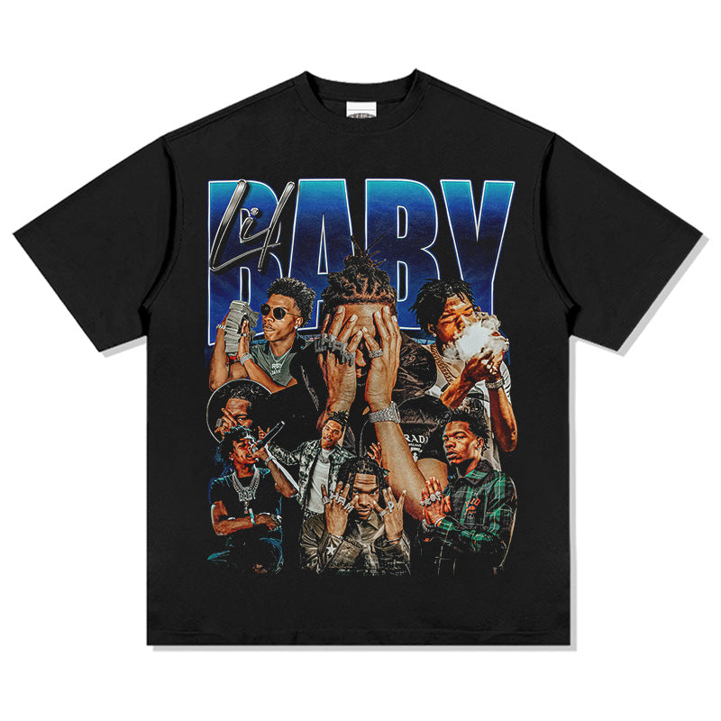 Outfit streetwear hip hop Lil Babe Lil Baby print short sleeve t-shirt