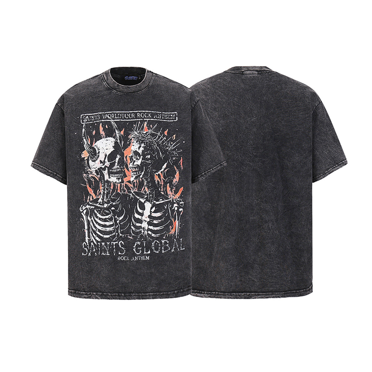 Hip hop clothing new york summer hip hop skull wash t-shirt short sleeve