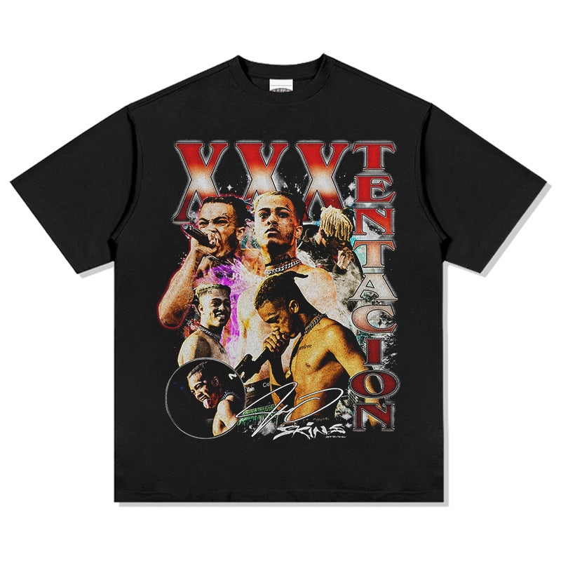 Marcas streetwear usa vintage hip hop XXX print short sleeve t-shirt hundred