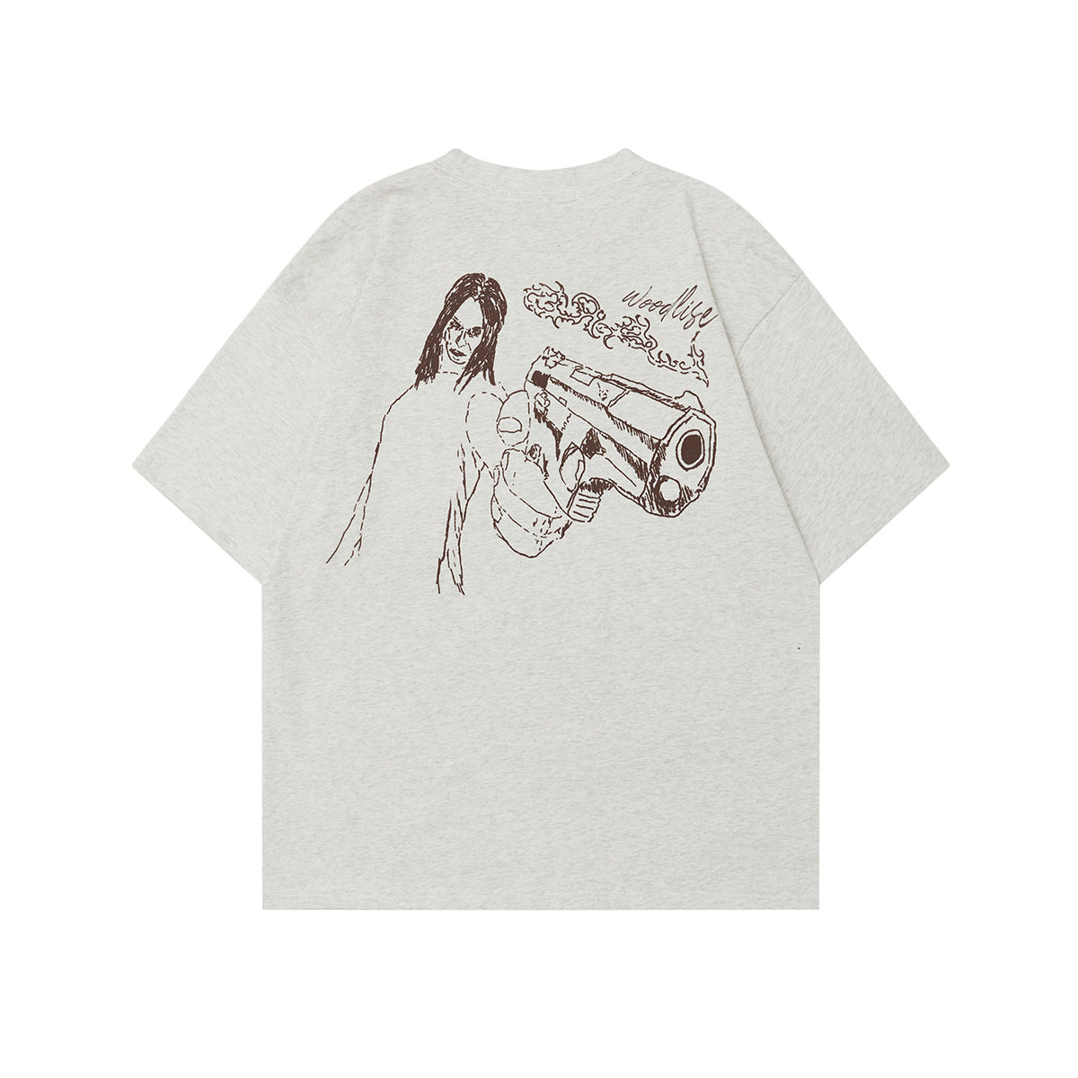 90s West Coast Hip Hop Fashion T-Shirts Summer Double Sided Hand Painted Character Print T-Shirts