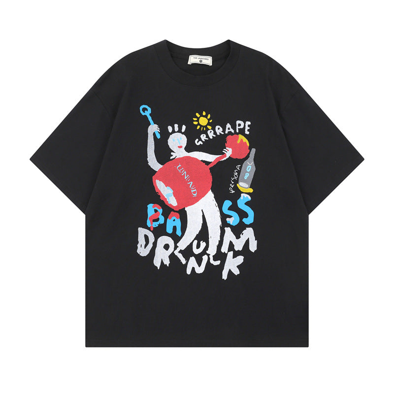 US drip outfits Summer Vintage Casual Loose Short Sleeve T-Shirts