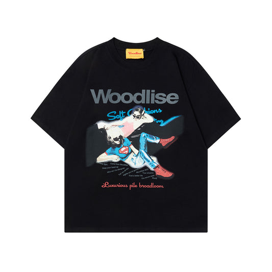 90s West Coast Hip Hop Fashion T Shirts Vintage Old Character Print Short Sleeve T-Shirt