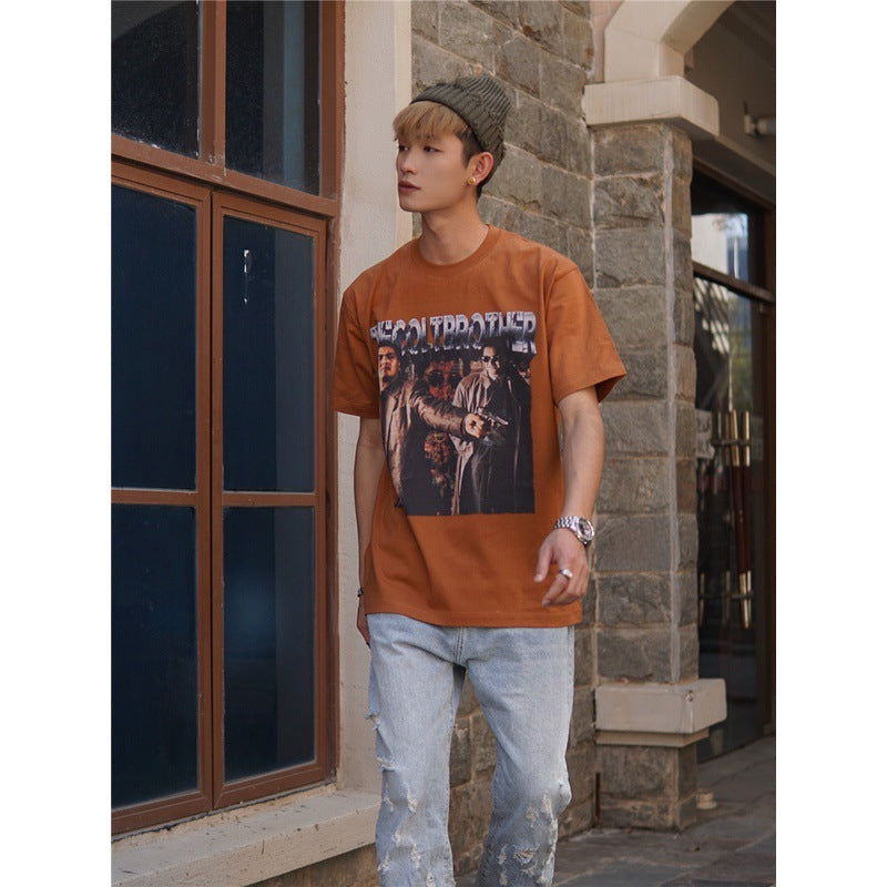 Film Star T Shirt Trendy Cotton Short Sleeve Loose round Neck Retro T-shirt