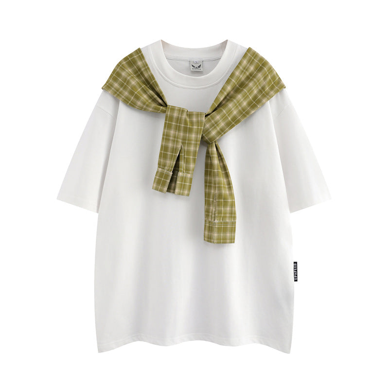 Camisas Retros Vintage Shawl Short Sleeve T-Shirt Oversize Casual Top
