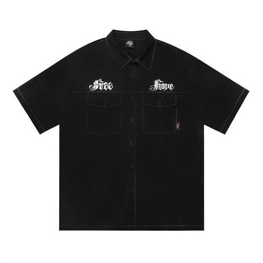 Casual Street Wear Vintage Short Sleeve Shirt Loose Short Sleeve