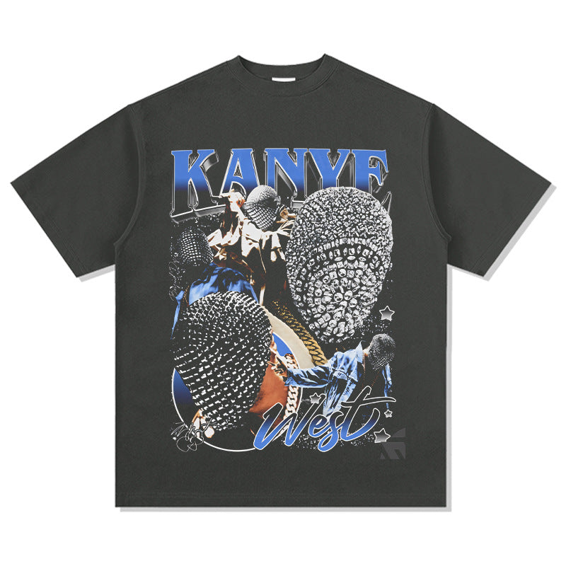 Marcas streetwear usa hip hop Kanye West printed short sleeve t-shirt