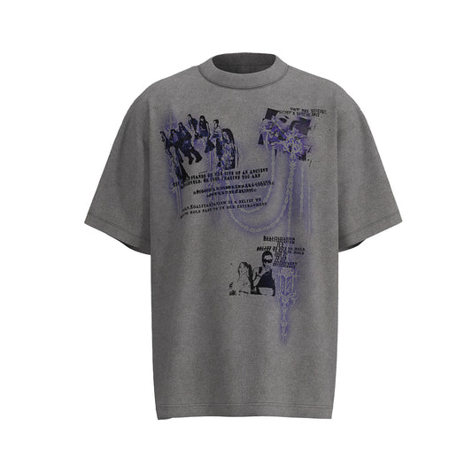Hustle vintage summer graffiti print short sleeve t-shirt
