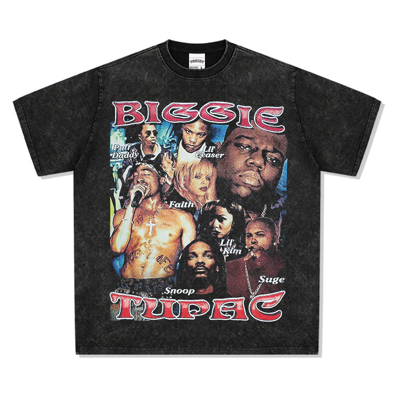 Streetwear masculino BIG BIGGIE SMALL HIPHOP hip hop t-shirt rap character print