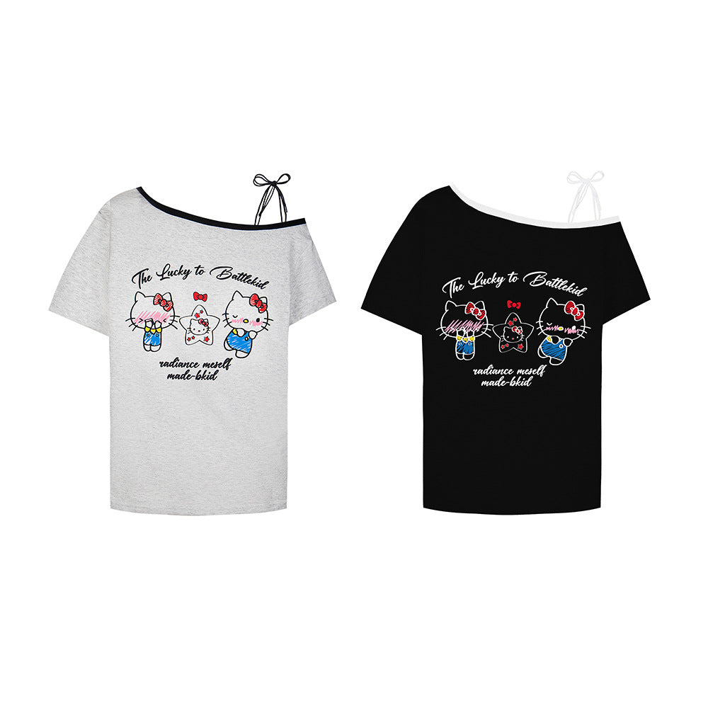 T shirt vintage usa vintage hello kitty short sleeve t-shirt summer loose casual top