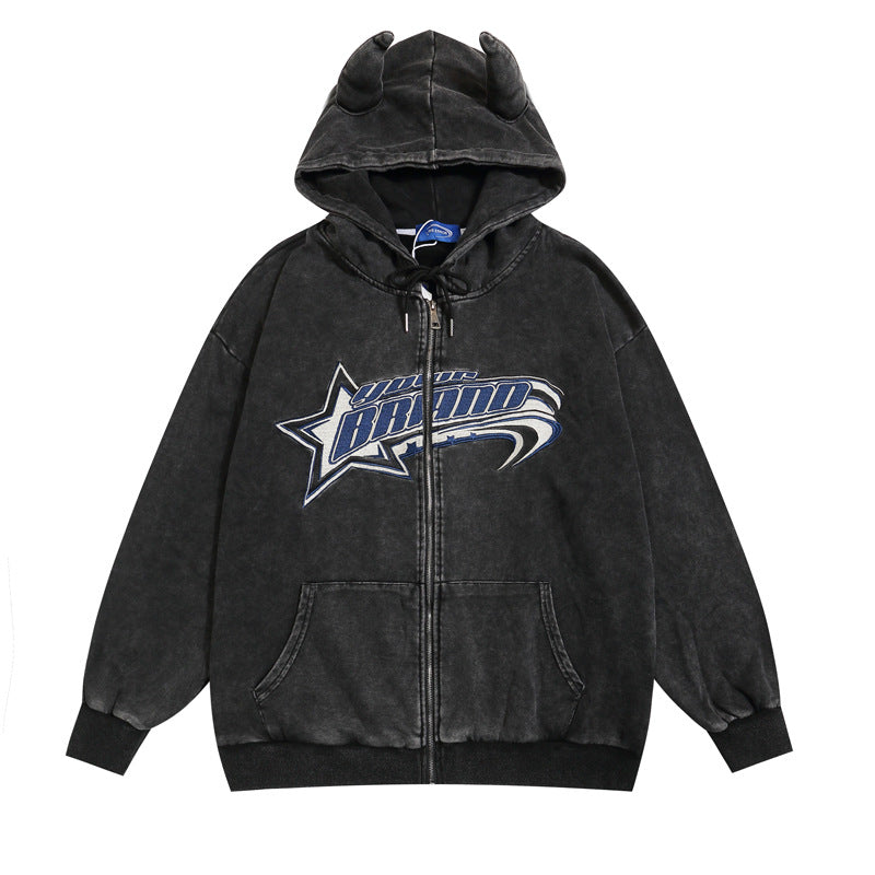 Streetwear Hoodie Vintage Washed Old Hooded Sweater Loose Hoodie