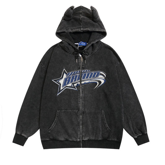 Streetwear Hoodie Vintage Washed Old Hooded Sweater Loose Hoodie
