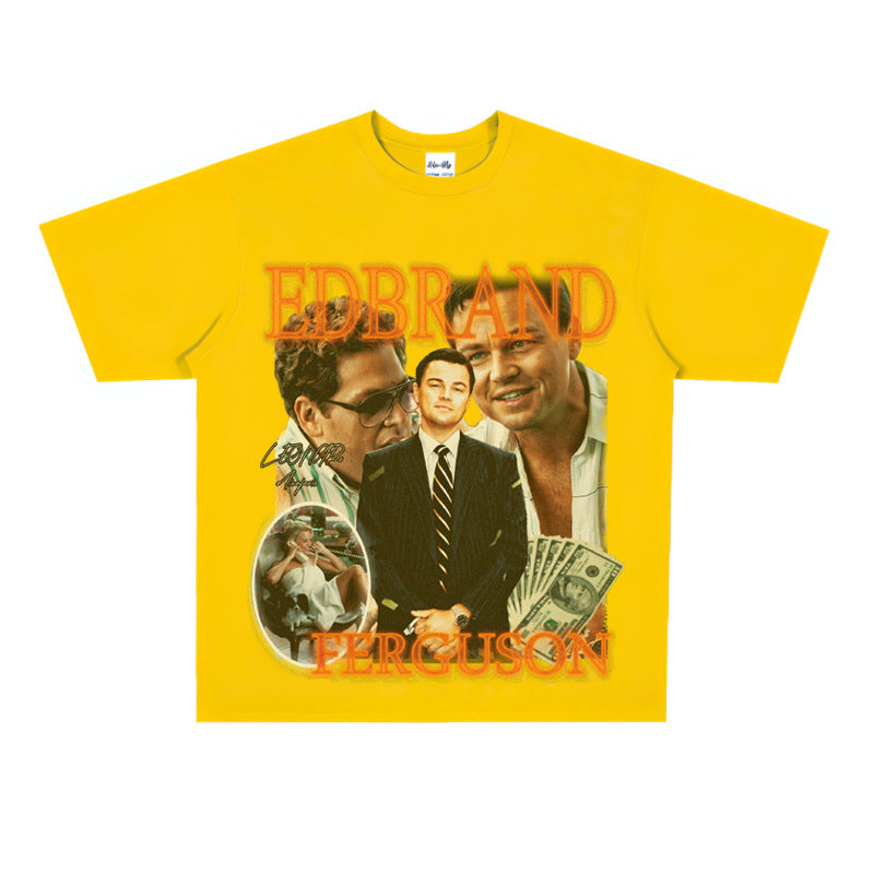 Film Star T Shirt Loose Heavy American Retro Street Personality T-shirt Men