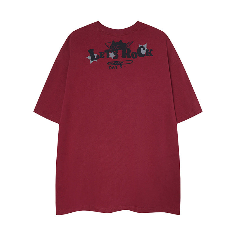 Nyc 1990 Shirt Retro Cat Print Summer Short Sleeve T-Shirt