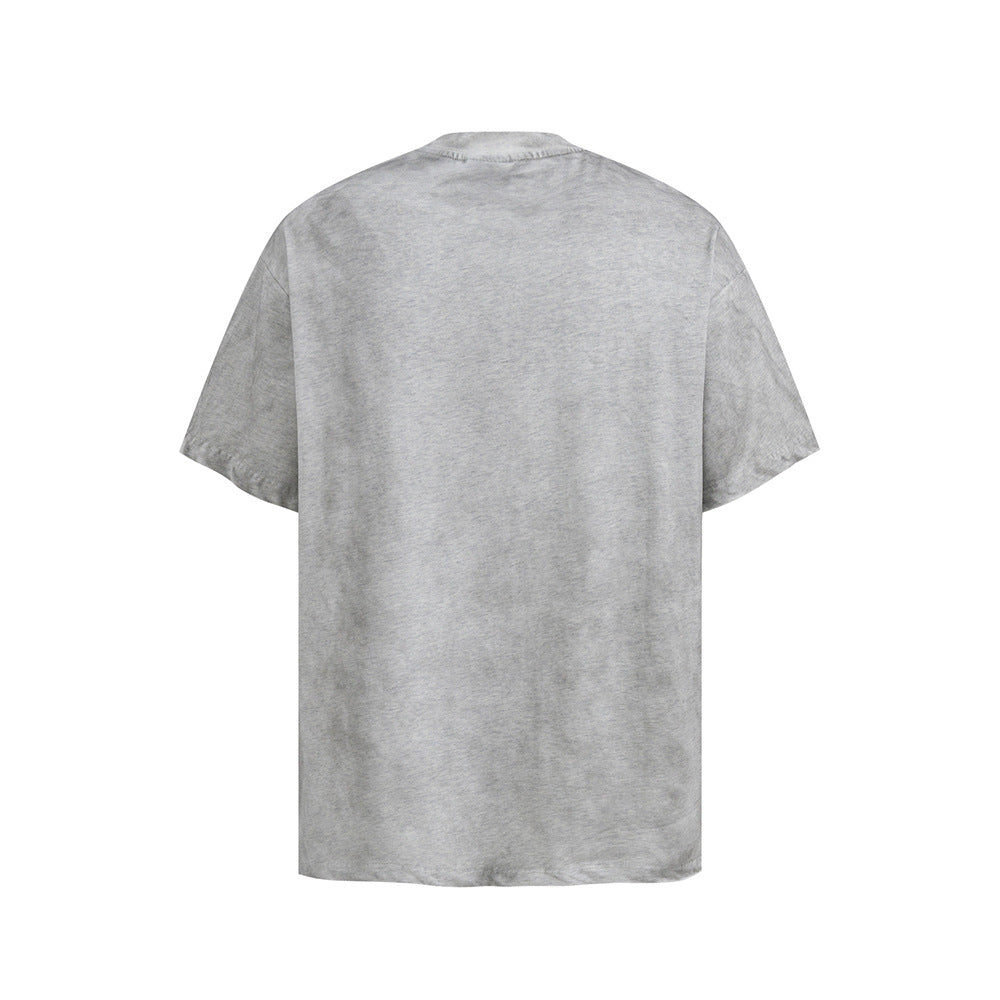 Nyc 1990 Shirt Retro Washed Old Alphabet Print Short Sleeve T-Shirt