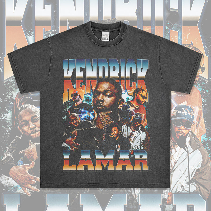 Outfit streetwear vintage hip hop kung fu kenny kendrick print short sleeve t-shirt