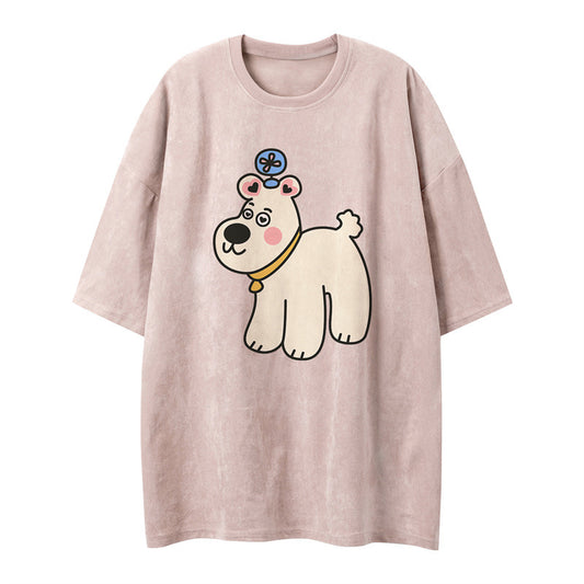 US drip outfits Summer Vintage Dog Casual Loose Short Sleeve T-Shirts